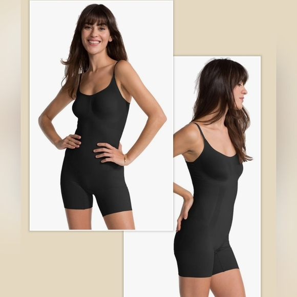 Spanx Black Oncore Tummy Control Mid-thigh Compression Bodysuit Shapewear XL - Picture 1 of 6